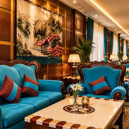 Opulent Teal Lounge Corridor