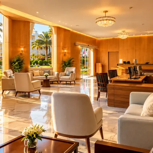Sunlit Luxury Resort Lobby